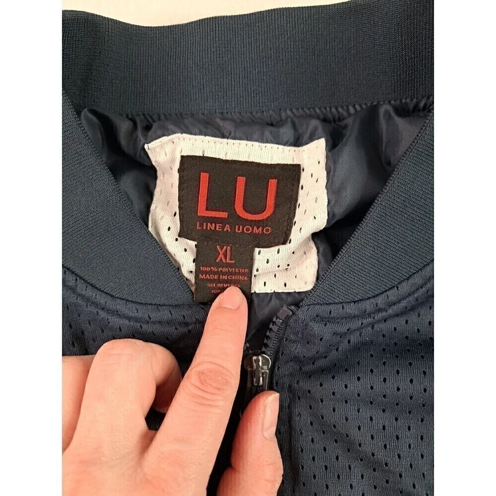 Linea Uomo Men's Size XL Jersey Track Jacket Navy Blue